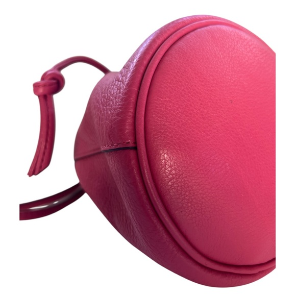 COACH Mini Pink Drawstring Pebbled Leather Petal Floral Bucket Wristlet - Picture 10 of 15